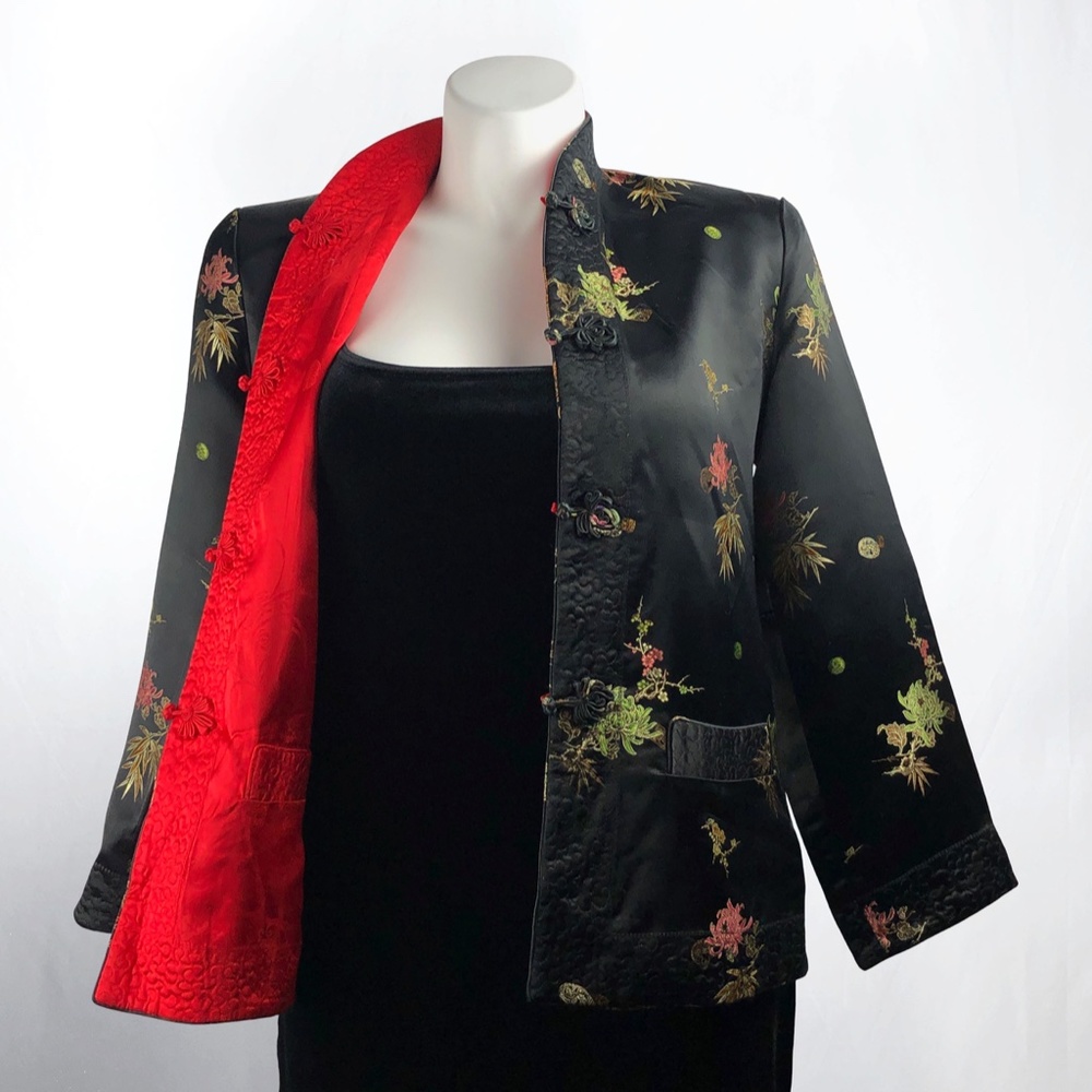 Asian Silk Reversible Black Red Jacket
